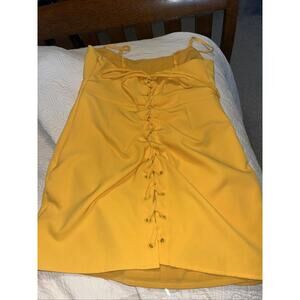 NBD Yellow Corset Top Shirt Size M Medium Side Zip,  Lined  Adj Spaghetti Straps